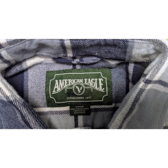Men’s American Eagle Flannel Shirt comfy  blue white gray size small - Picture 2 of 4